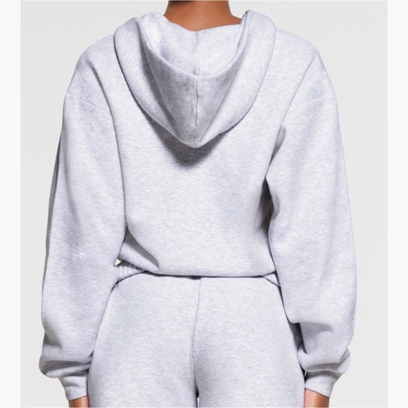 SKIMS Cotton Fleece Classic Zip Up Hoodie | Light Heather Grey | Size M - Picture 2 of 7